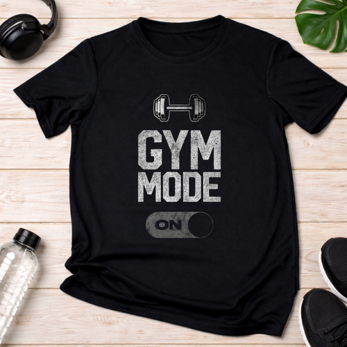 Gym Mode ON – Motivational Printed T-Shirt | Premium Cotton | Unisex Fit