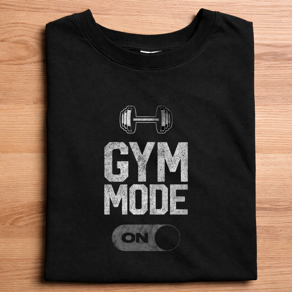 Gym Mode ON – Motivational Printed T-Shirt | Premium Cotton | Unisex Fit