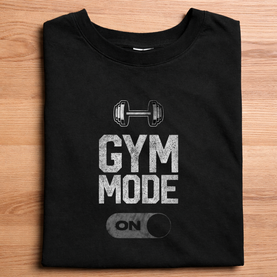 Gym Mode ON – Motivational Printed T-Shirt | Premium Cotton | Unisex Fit