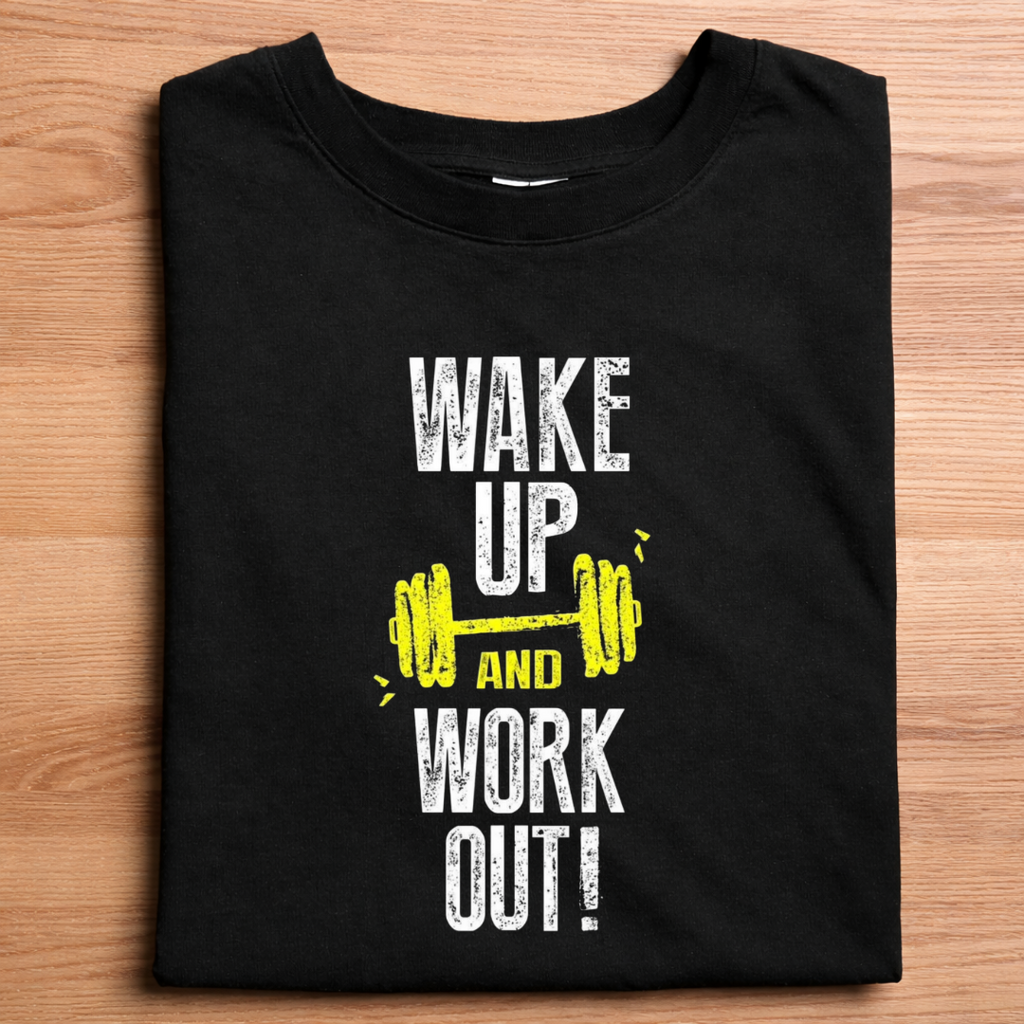 Wake Up & Work Out T-Shirt – Motivational Gym Wear | Premium Cotton | Unisex Fit