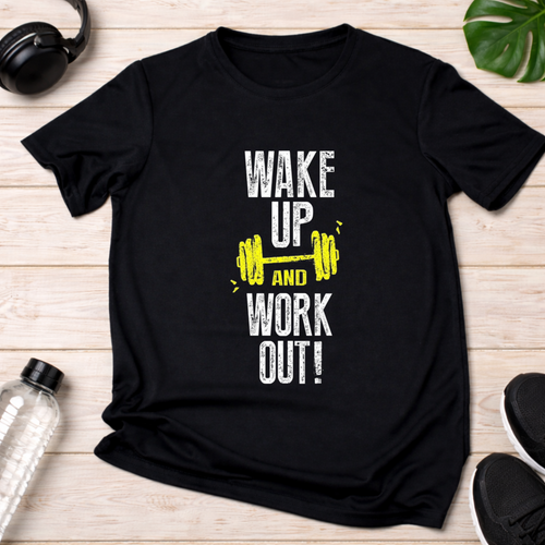 Wake Up & Work Out T-Shirt – Motivational Gym Wear | Premium Cotton | Unisex Fit